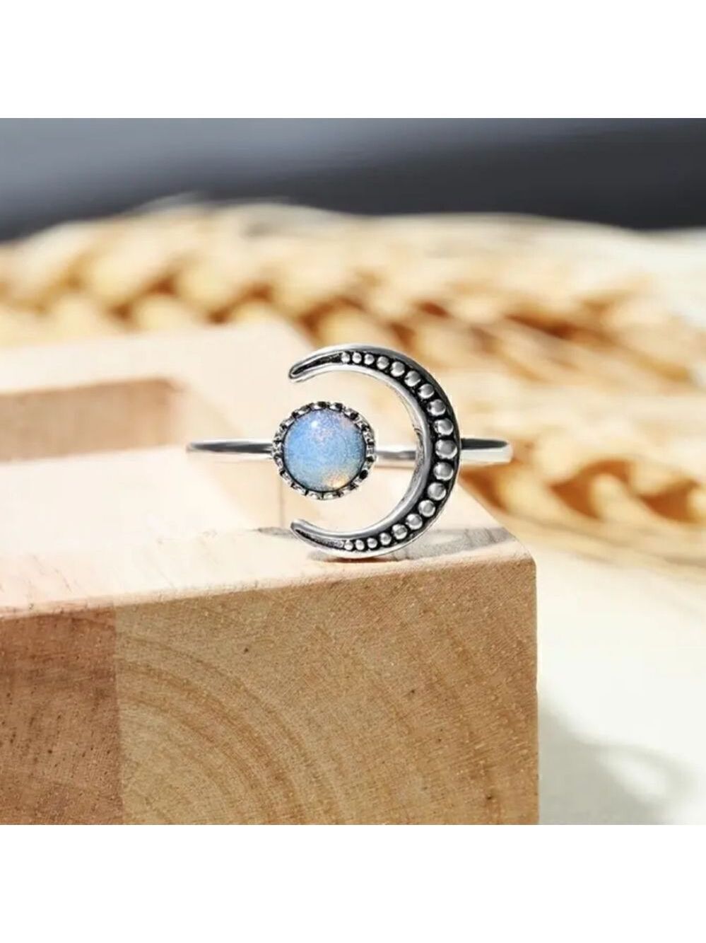 Crescent Moon Ring for Women Opening Ring Adjustable Jewelry for Gifts